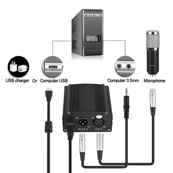 Portatīvo 1 Kanāls 48V USB Phantom Power USB Kabelis XLR 3Pin Mikrofona Kabelis Nekādu Kondensatoru Mikrofoni, Aksesuāri
