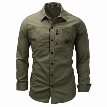 FREDD MĀRŠALA Multi-kabatas Ikdienas Krekli Zīmolu Apģērbu Modes Militāro Krekls ar garām Piedurknēm Armijas Zaļā Camisa Masculina MCL241