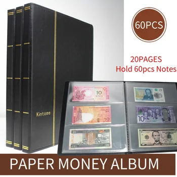 Kintome 60sheets (20pages) ādas Papīra Naudu Albumu Banknošu kolekcija grāmatu valūtas albumu