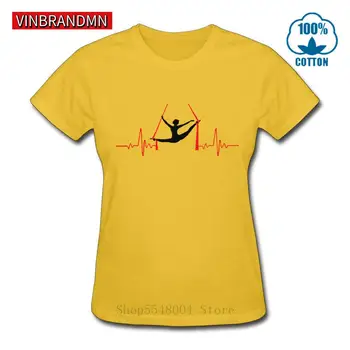 Gaisa Zīdu Sirdsdarbība T krekls Sievietēm Smieklīgi Piedzīvojumu Tees Gaisa Akrobātika T-Krekli sieviešu Modes Deju Balerīna Tshirt