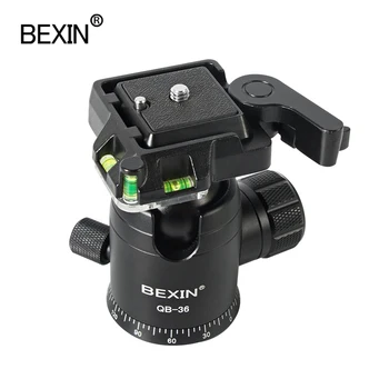 BEXIN QB36, pagriežot statīva galvu panorāmas klaigas šaušanas foto rotējošu bumbu galvu ar kameru, quick release skava dslr kameras