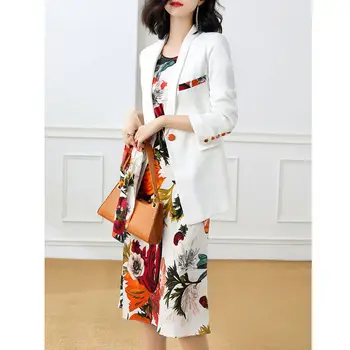 Modes Sieviete, Kostīmi, Lady Uzvalks Birojs Ar Kleitu Un Jakas Komplekti, korejiešu Stilā Luksusa Sieviešu Apģērbu Conbinaison Femme