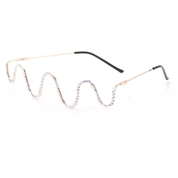 BAC CLA Luksusa Modes Dimanta Brilles Sakausējuma Rāmis Sievietēm, Zaļā un Sarkanā, Rozā Gem Lensless Ķēdes Kulons Pusi Rāmja Brilles