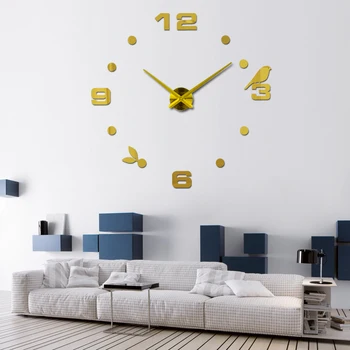 Jaunu karstā kvarca pārdošanas kluss sienas pulkstenis interesants 3d diy mājas dekoru pulksteņi putnu skaits, mākslas uzlīmes vienu sienu uzlīmes