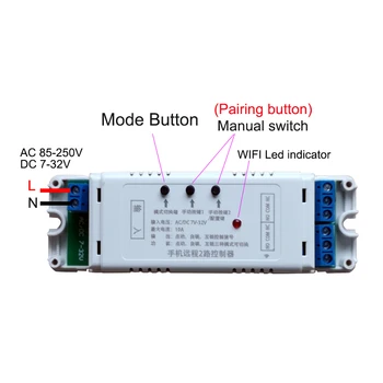EWeLink WiFi 2 Kanālu Pārraides Smart Switch DC7-32V/AC85-250V Balss Kontroles Modulis pašbloķējoši Novietojot Google Home Alexa