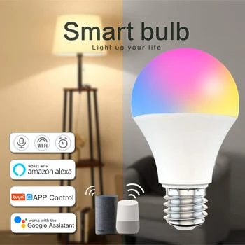 Smart Wifi Spuldzes apgaismojuma intensitātes Spuldzes 9W RGBCW Smart Spuldzes Balss Kontroles Darbu Ar Alexa, Google Home