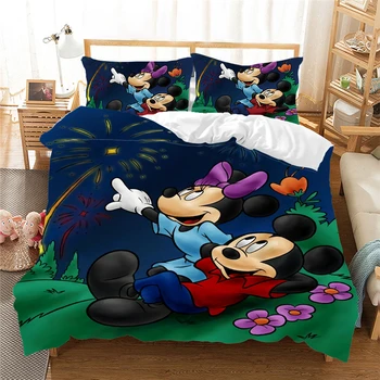Disney Mickey mouse Gultas Komplekts Jauks Pāris Queen, King Size Gultas Komplekts Bērnu Sega sedz, spilvendrānas Mierinātājs, Gultas Komplekti