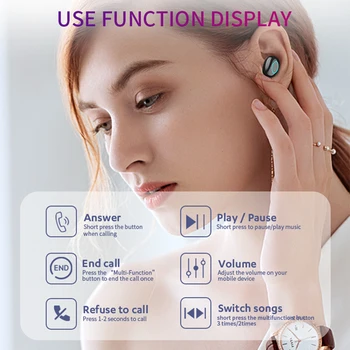 HBQ TWS Bluetooth Austiņas Touch Kontroli Mini Austiņu Ar Mikrofonu, LED Jaudas Displeju Maksas Box Bezvadu 3D Stereo Mūziku, Spēlēt Austiņas