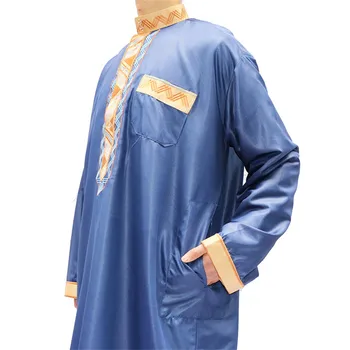 2018 Jauni Musulmaņu Vīrieši Ar Garām Piedurknēm Thobe Islāma Apģērba Saūda Arābu Moslim Jurk Apģērbs Vīriešu Kaftan Thobe #D760