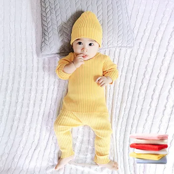 Bērnu Džemperi, Kostīms Mazulim Silts divdaļīga Bērnu Trikotāžas Džemperis Zīdaiņiem Vilnas Apģērbu divas gabals, kas(ir cepure )