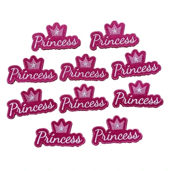 Jaunas Ielidošanas Mazo Hot PINK Princess Crown Izšūti Plāksteri, lai Drēbes Dzelzs Vēstules Žetons Gabals 10