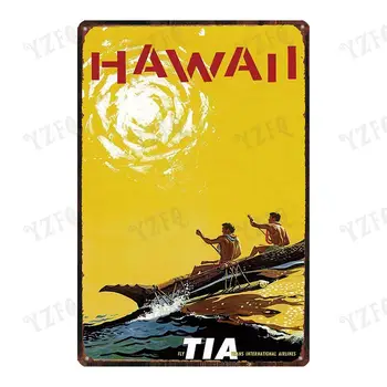 Havaju salās Pilsētas Gleznu Vingrošanas Dejotāji Metāla Vintage Ceļojumu Skārda Zīme Beach Metāla plākšņu Sienas Krogs, Kafejnīca Mājās Amatniecības Dekoru DU-4051A