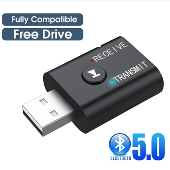 5.0 Bluetooth Adapteri Bezmaksas Disku, USB, Bluetooth Uztvērēju, Raidītāju PC TV Audio Adapteri Bezvadu Aux Receptoru Play Pogu