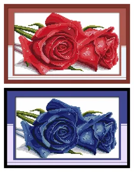 Rozes mīļākais cross stitch komplektu ziedu skaits pring zīmogu auduma 18 14ct 11ct rokas izšuvums DIY roku darbs, rokdarbi piegādes soma