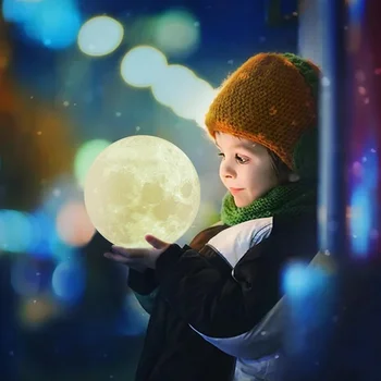 LED Nakts Apgaismojums, 3D Mēness Lampas Bērnu Guļamistaba Dekori Kāzu Led 16 Gaismas Krāsu Festivāls Apdare USB Nakts Gaismas Bērniem