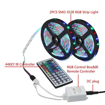 5/10/20m LED Lentes RGB SMD 3528 Sloksnes LED Elastīga Gaismas Lente Gaismas Svītru DC 12V RGB Diožu Lentes IS Kontrolieris Adapteris
