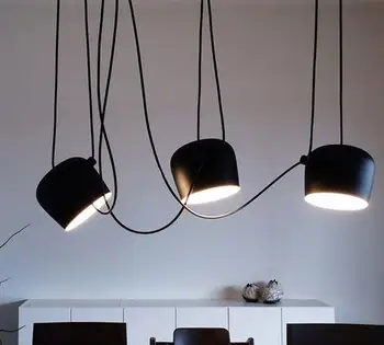 Modernas rūpniecības dzelzs spider bungas piekariņu gaismas black apturēšanu gaismeklis, bārs dzīvojamās istabas dekors gaismas lampas piederumi