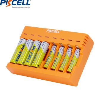 8Pcs PKCELL 1.2 V AAA 1000mah NIMH Uzlādējamo Bateriju AAA baterijas Ar bateriju lādētājs 1-8Slots NIMH/NICD AAA/AA Lādētāju