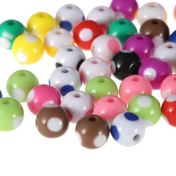 50 gabals/daudz 12mm Multi Krāsu Polka dot liels caurums futbola formas Akrila Apaļas Pērles Par DIY Aproces, Kaklarotas Rotaslietu izgatavošana