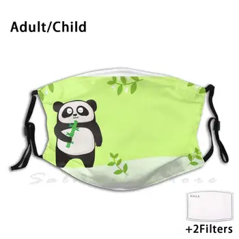 Panda Zaļa Fona Drukas Mazgājams Filtrs Pret Putekļiem Mutes Maska Panda Maska Panda Pandas Mīlu Panda Cute Baby Panda Panda