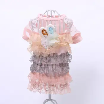 Jaunu Suņu Princese Kleita Tutu Ziedu Mežģīņu Dizaina Mājdzīvnieku Kucēns Svārki Pavasara/Vasaras Apģērbu 3 Krāsas 4 Izmēra