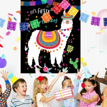 Mexica Pin Astes par Lamu Spēle Alpakas Puse Banner Dzīvnieku Dzimšanas dienu, Bērnu Dušas Rotājumus Bērniem, Meitenes dod priekšroku Piegādēm