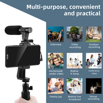 Jumpflash 3,5 mm Audio Spraudnis Mobilo Telefonu un Fotokameru Ierakstīšanas Mikrofons Ar Pavasara Kabelis ar Vienu Taustiņu Slēdzis Režīmu Vlog Video Ieraksts