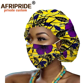 Āfrikas Cepurītes Sievietēm Auskari Āfrikas Ankara Drukāt Cepurītes Nakts Miega Cepuri Turban Vasks Batik Kokvilnas Atbilstu Drukas Maska A20H011