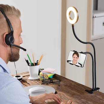 Mobilais Tālrunis Dzīvot Turētājs Slinks Turētājs Galda Lampa LED Selfie Gredzenu Gaismas Elastīgu Youtube Live Stream Biroja Virtuvē Stāv Jaunas