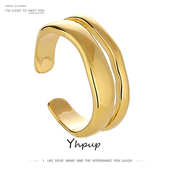Yhpup Vienkārši Nelikumīgu Atvēršanu Pirksta Gredzenu Sievietēm Zelta Metāla Modes Gredzenu Rotaslietas Meitene Kāzu кольцо Dāvanu Piederumi 2020