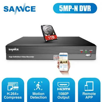 SANNCE 8CH 5MP-N Super HD CCTV DVR H. 264+ Uzraudzību, Digitālo Video Recorder 2mp/3mp/5MP Kamera Anolog