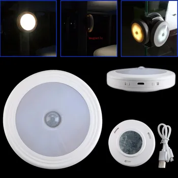 Infrasarkanais PIR Kustības Sensoru 6 LED Nakts Gaisma Bezvadu Detektors, Sienas Lampas, Auto On/Off USB Lādējamu Kontroles Nightlight Spilgti