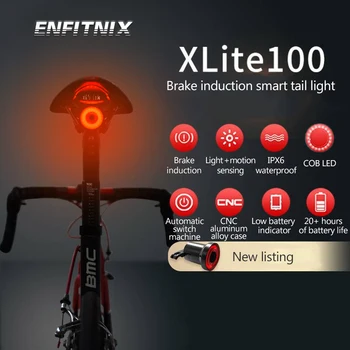 Xlite100 Velosipēdu aizmugurējos lukturus, Inteliģentas sensors Bremžu gaismas ENFITNIX usb Ceļu velosipēds MTB aizmugurējos lukturus, Aizmugurējā & Numura plāksnes turētājs