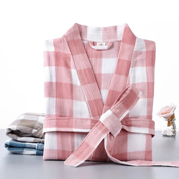 Tīras Kokvilnas divstāvu Marli plānais absorbējošais Mīksts peldmētelis Sievietēm Drēbes peldmētelis Japāņu Stila kimono nightgowns Dāmas Sleepwear