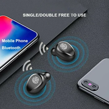 TWS Bluetooth Austiņas ar Mikrofonu Touch Kontroli Bezvadu Austiņas HIFI Mini auss Earbuds Sporta Darbojas Heasets HD Zvanu