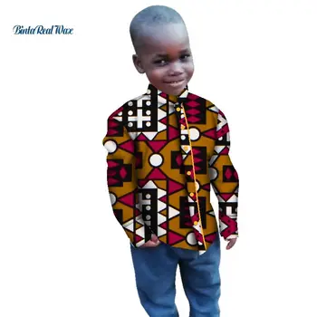 Jaunas Zēnu Krekli, Topi Bazin Riche Āfrikas Vasks Drukāt Ankara Krekls Kokvilnas Krekls Zēniem Bērni, Bērni Āfrikas Drēbes WYT269