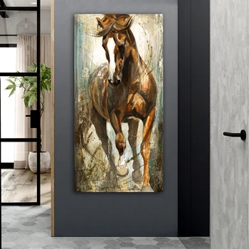 WANGART Lielāka izmēra Darbojas Zirgu Eļļas Gleznas, Sienas Mākslas Dzīvnieku Plakāti Sienas Attēlu, viesistaba, Mājas Dekoru