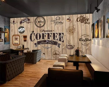 Beibehang Custom tapetes, koka ēnojumu retro kafijas veikals etiķetes fona sienas, restorānā sienas TV fona sienas 3d tapetes