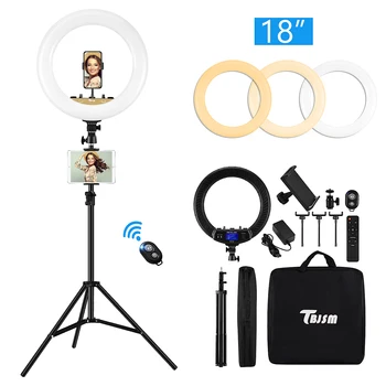18 collu Aptumšojami LED Selfie Riņķa Gaisma ar Statīvu USB Selfie Gaismas Gredzenu, Lampas, Fotogrāfijas Ringlight ar Statīvu, Telefona Studio