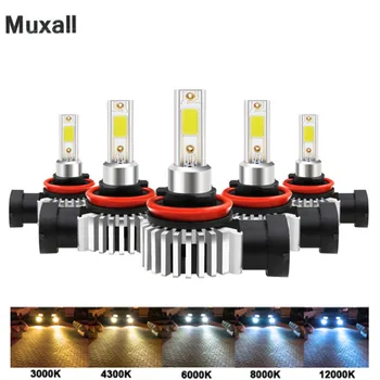 Muxall LED Mini Auto H7 Lampas H4 H3 H1 H11 Priekšā Spuldzes 9005 9006 HB3 Ledus lampas 6000K 8000K 12V Automašīnas Lukturi Auto, Miglas lukturi Komplekts