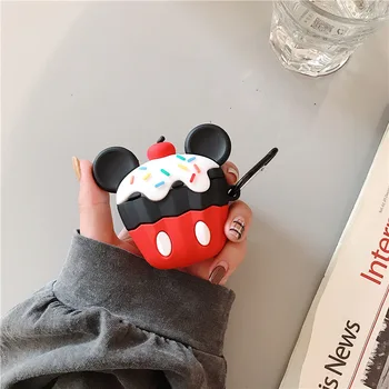Disney Gudrs Mickey Minnie Kūka Gadījumā Airpods 1 2 Pro Uzlādes Kaste Mīksta Silikona Bezvadu Bluetooth Austiņas Aizsardzības