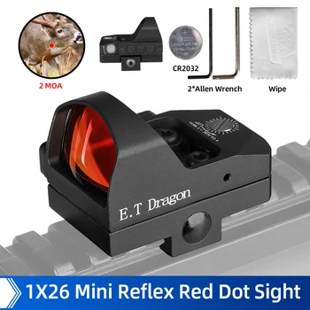 E. T Dragon Tactical Red Dot darbības Joma 2 MOA Red Dot Sight 20mm Ūdensizturīgs Triecienizturīgs par Reālo Medību gs2-0131