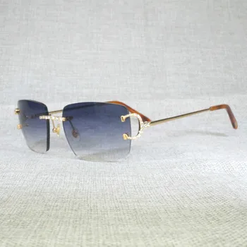 Vintage Rhinestone bez apmales Saulesbrilles Vīriešiem Ovāls Akmens C Stieples Brilles Metāla Rāmis Laukumā Toņos Sieviešu Vasaras Klubs Brilles