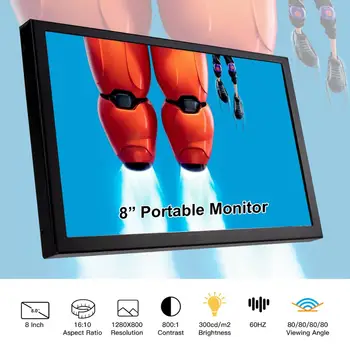 Elecrow Aveņu Pi 8 Collu HD Portatīvo Monitoru 1280x800P Dual Skaļrunis Ekrāns 8
