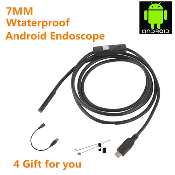 7mm Endoskopu, Micro USB Pārbaudes Borescope Kamera, Android PC Elastīgu IP67 Waterproof Grāmatiņa 6leds Regulēšana