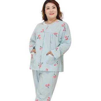 Plus lieluma 130KG XXXXXL salds pidžamas komplekti sieviešu vasaras plānas kokvilnas, ar garām piedurknēm, garās sleepwear sieviešu liela izmēra