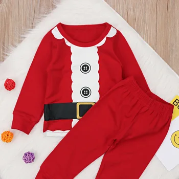 Baby Zēni Ziemassvētku Apģērbu Komplekts ar garām Piedurknēm Top+Bikses 2GAB Santa Claus Cosplay Kostīmu Cute Karikatūra Jauno Gadu Baby Set DS19