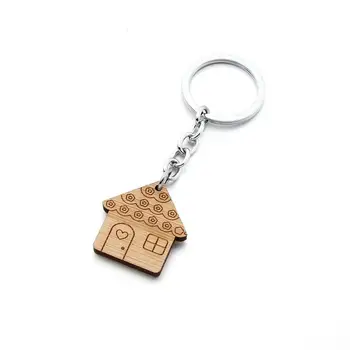10PCS Mājas Atslēgu piekariņi Koka Keychain Rezidentiem Dāvanu Jaunas Mājas Atslēgu Gredzens Pirmā Māja Sasilšanas Labā