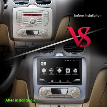 2 DIN 9 Collu Android 10 GPS Navigācija Touchscreen Quad-core Auto Radio Focus Ford Exi AT2004 2005 2006 2007 2008 2009. - 2011. gadā