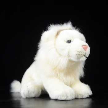 Reālajā Dzīvē Lauva Pildījumu Dzīvnieku Rotaļlietas, White Lion Plīša Rotaļlieta Spilgti Savvaļas Dzīvniekiem Āfrikā Lauvas Plīša Lelles Dāvanas Bērniem